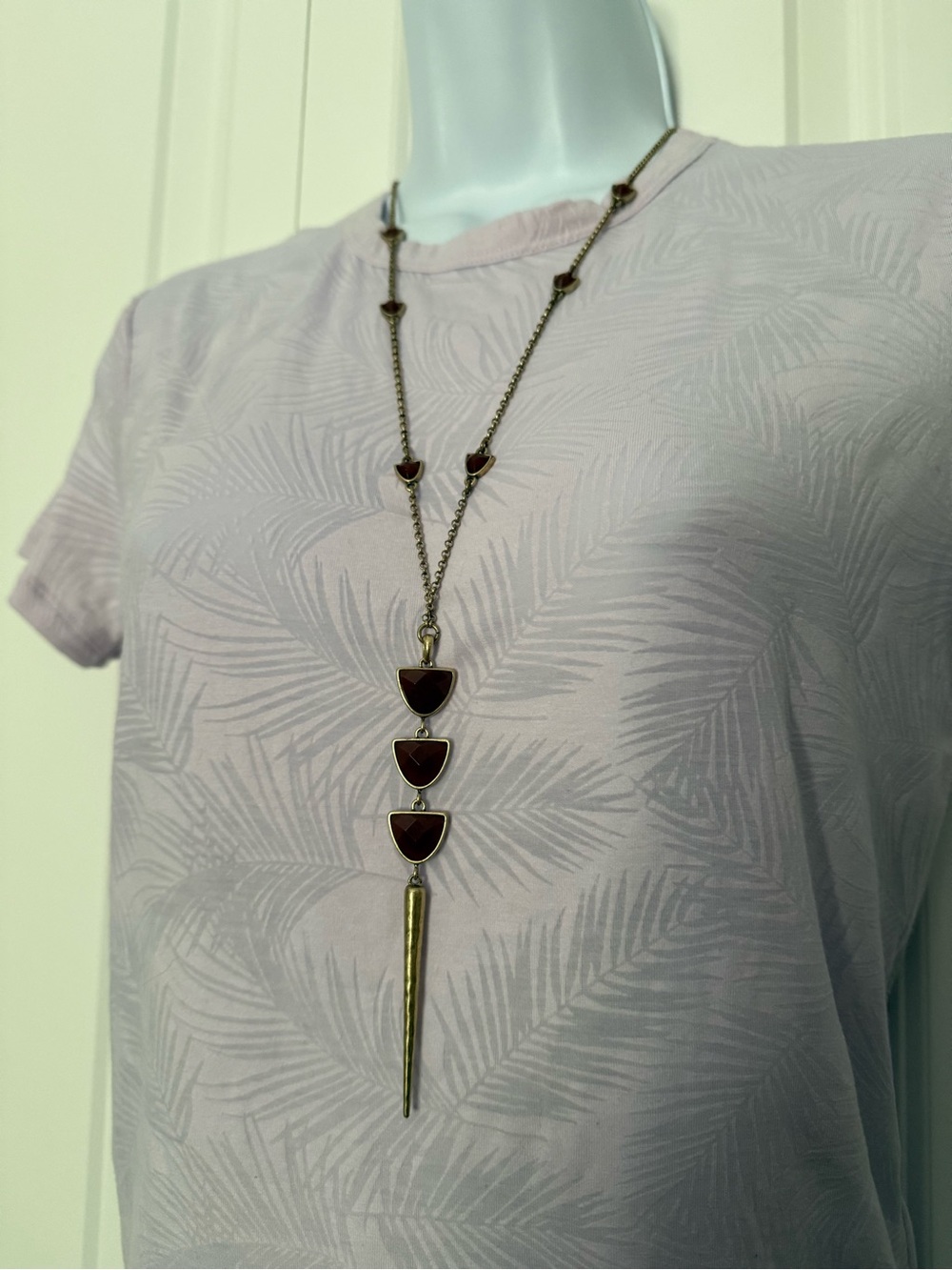 Lucky Brand Gold-Tone Necklace with Dark Red Accents